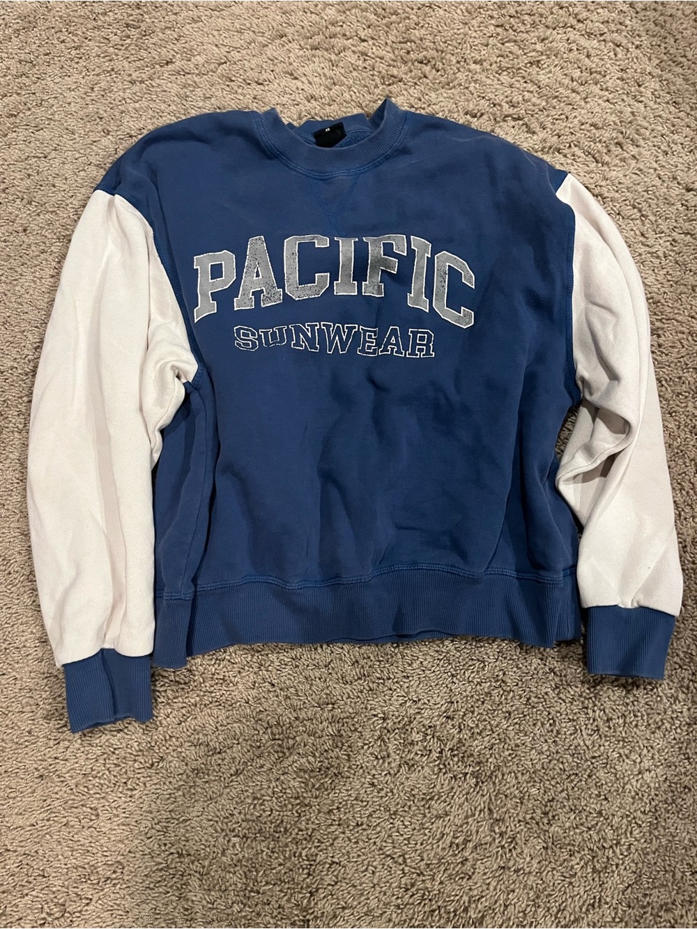 PacSun Blue Crewneck Sweatshirt with White Sleeves